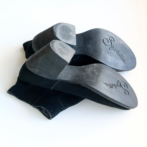 Seychelles Black Suede Leather Round Toe Block Heel Ankle Boots / Booties 7.5 - Picture 13 of 16